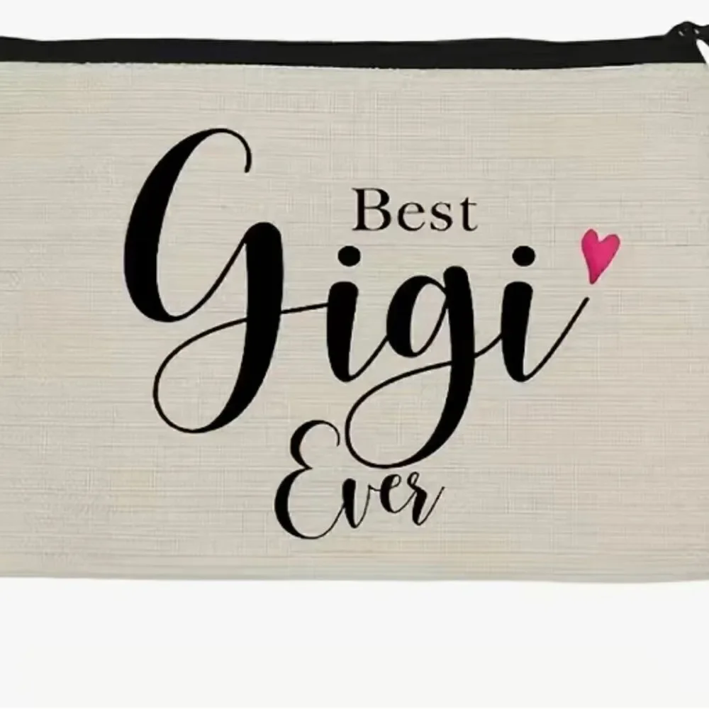 NWT Makeup Travel Bag Wristlet- Best Gigi Ever White with Black Tassle